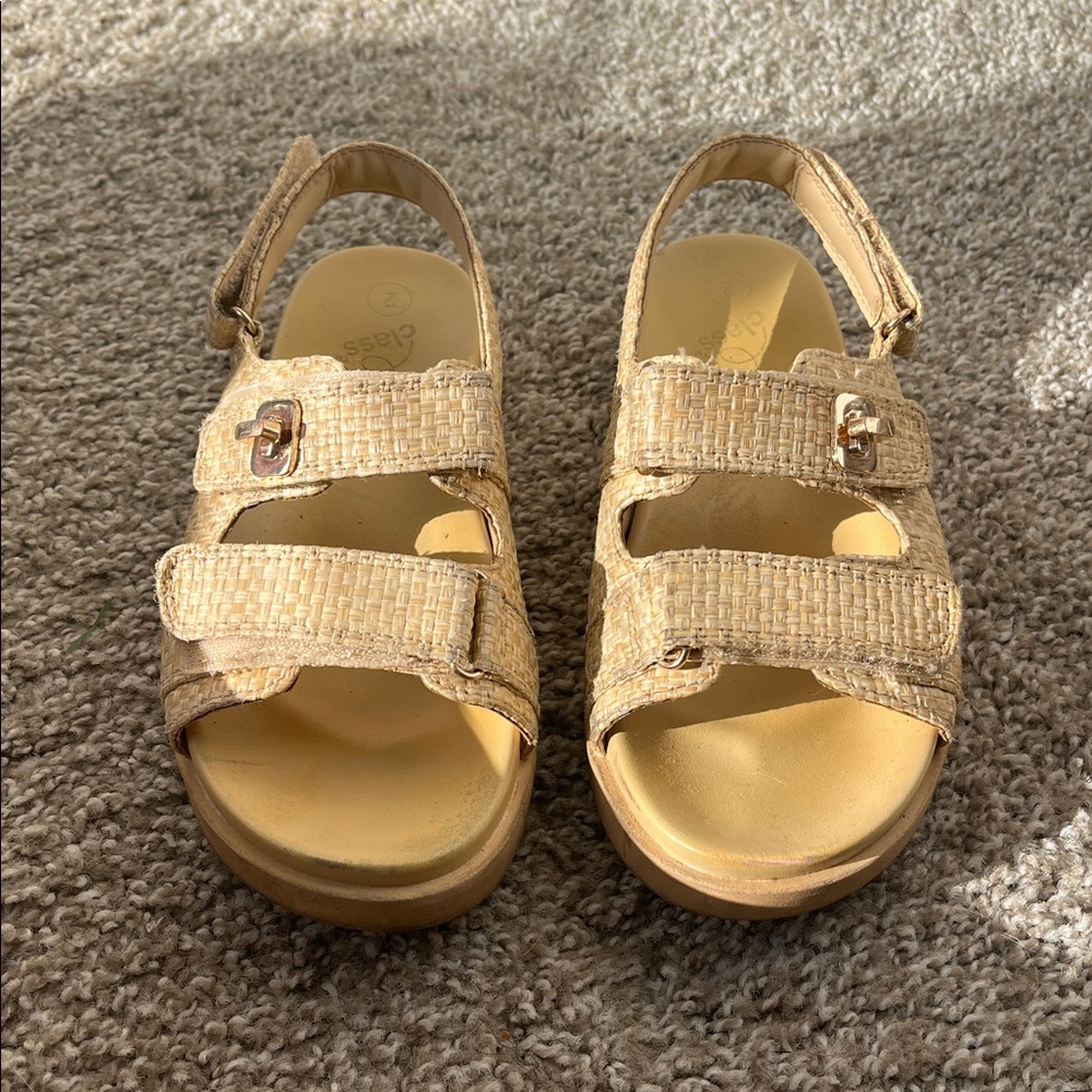 Beige Textured Sandals with Adjustable Straps